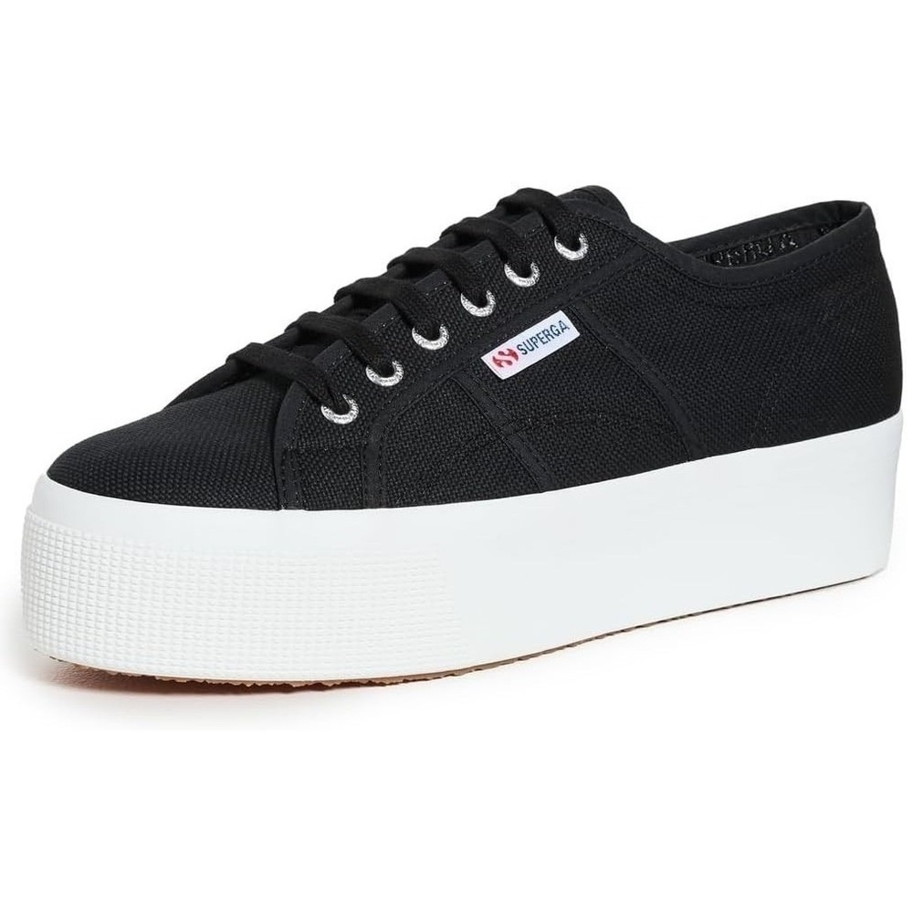 Superga 2750-COTU Unisex 6 & 7.5 Black & White‎ Classic Canvas Lace-Up Sneakers
